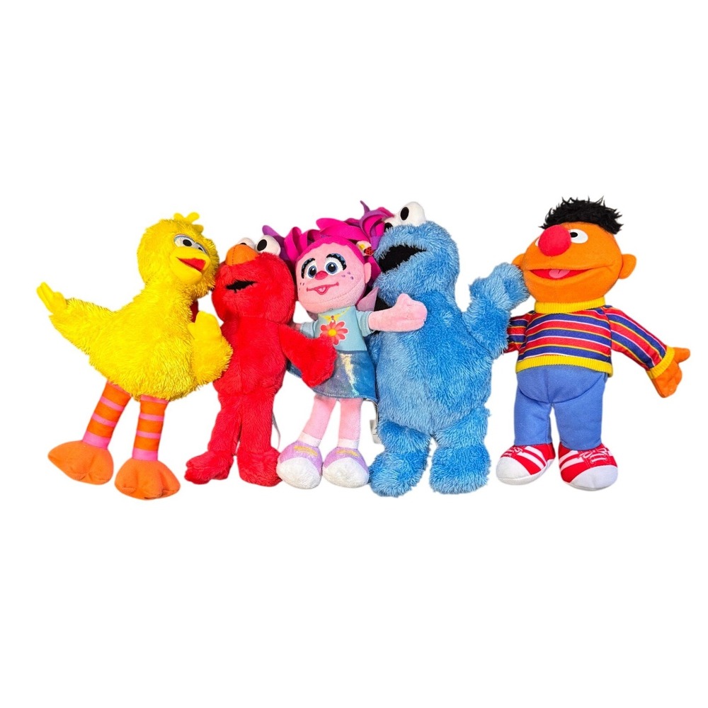 Sesame Street Plush Lot Big Bird Elmo Abby Cadabby Cookie Monster Ernie 5pc Set